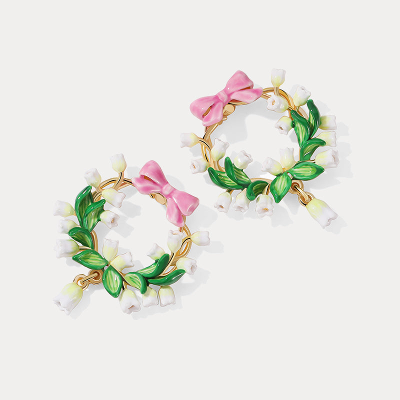 Lily Of The Valley Bowknot Hoop Earrings