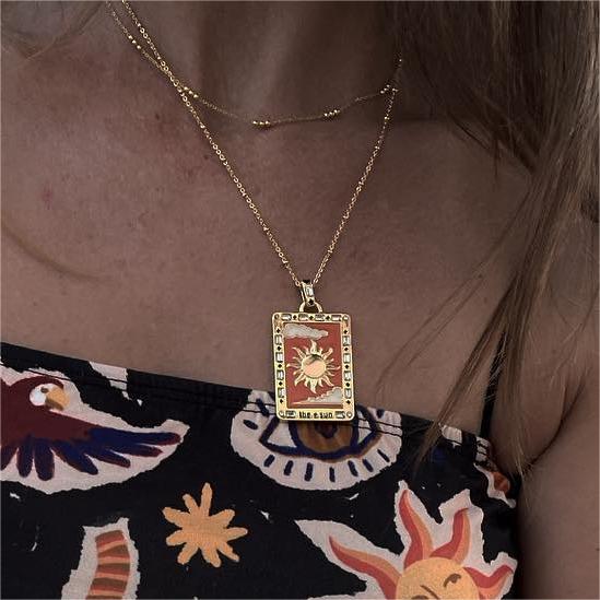 Selenichast Galaxy Tarot Card Necklace, Spiritual Jewelry, Facade