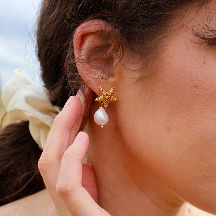 Selenichast Starfish Pearl Earrings Pearl Jewelry