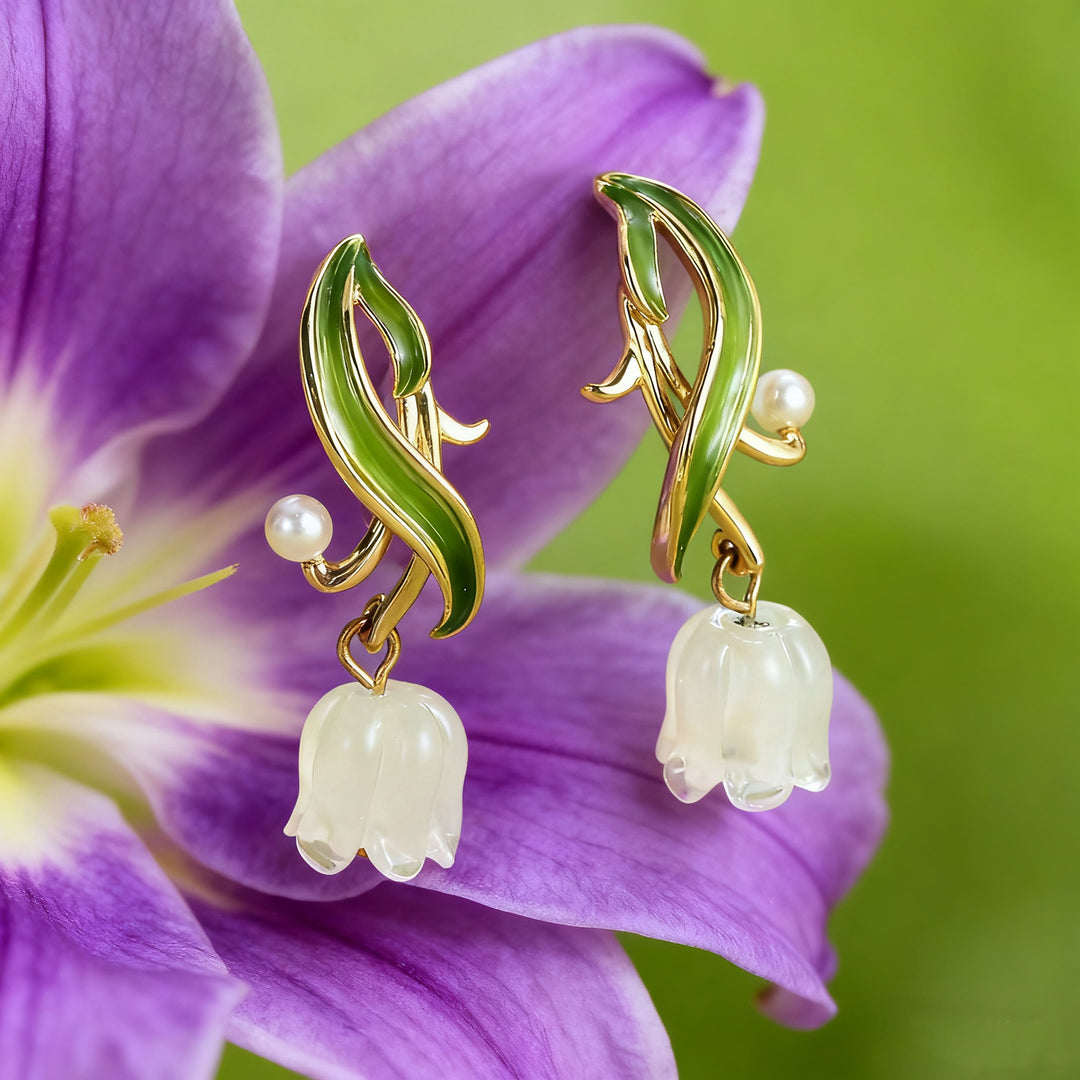Lily of The Valley Drop Earrings Gift For Her 