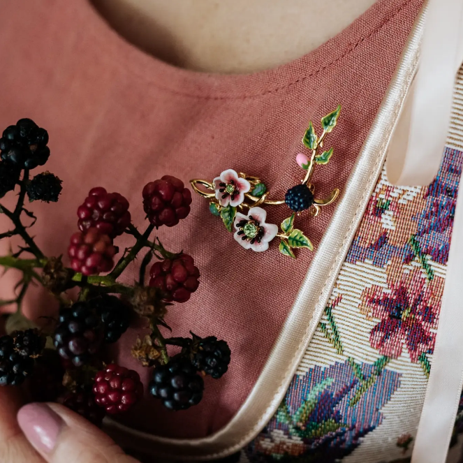 Blackberry Enamel Brooch