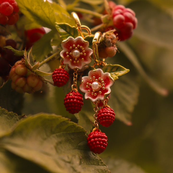 Raspberry Flower Earrings