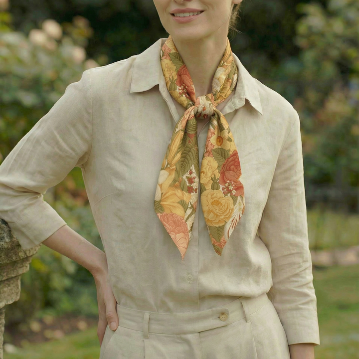Autumn Garden Bloom Square Scarf