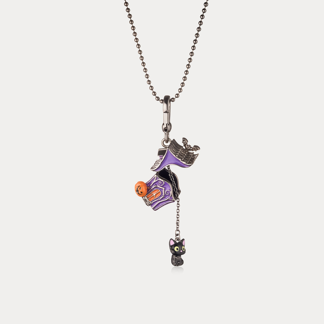 Halloween Black Cat Locket Necklace