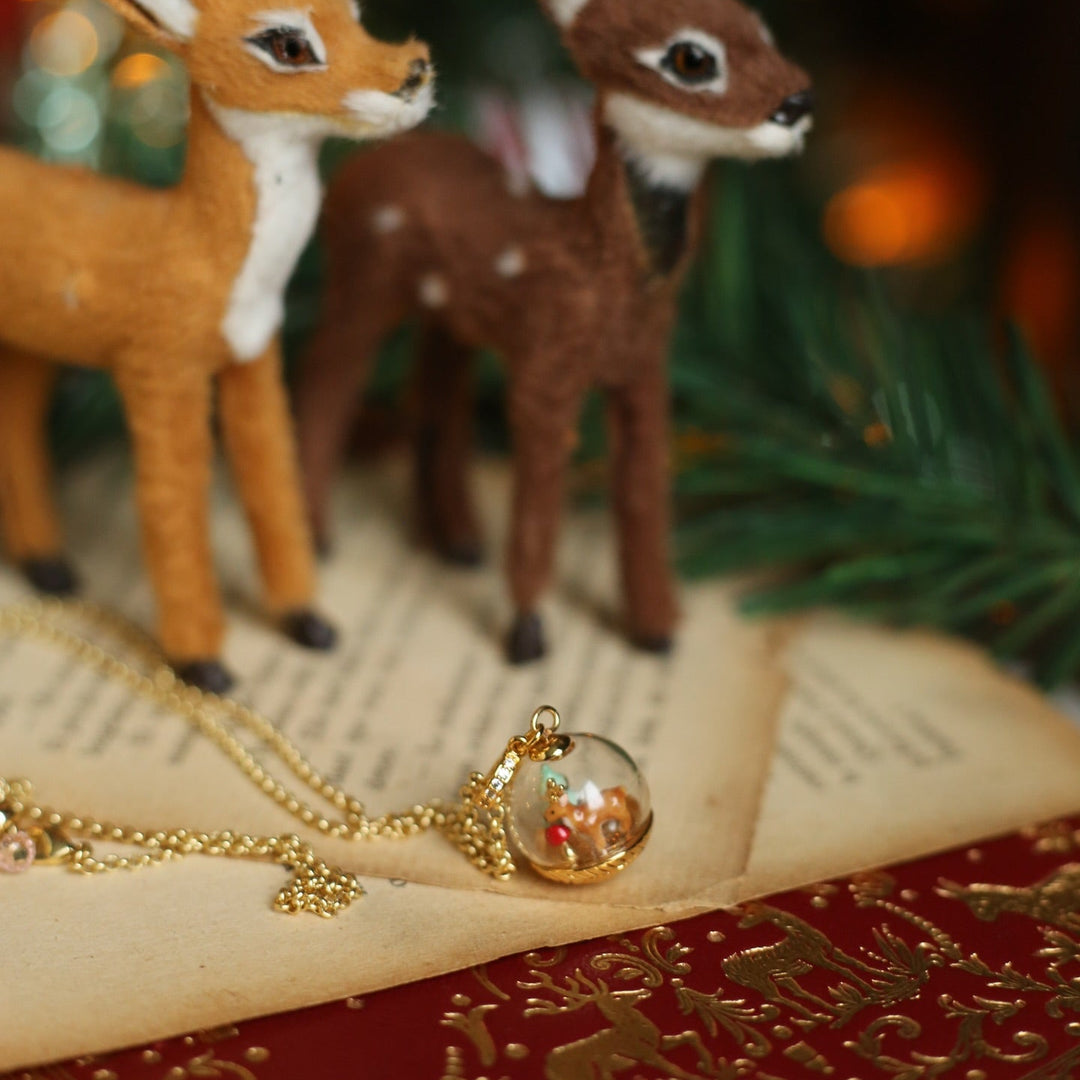Christmas Reindeer Globe Necklace