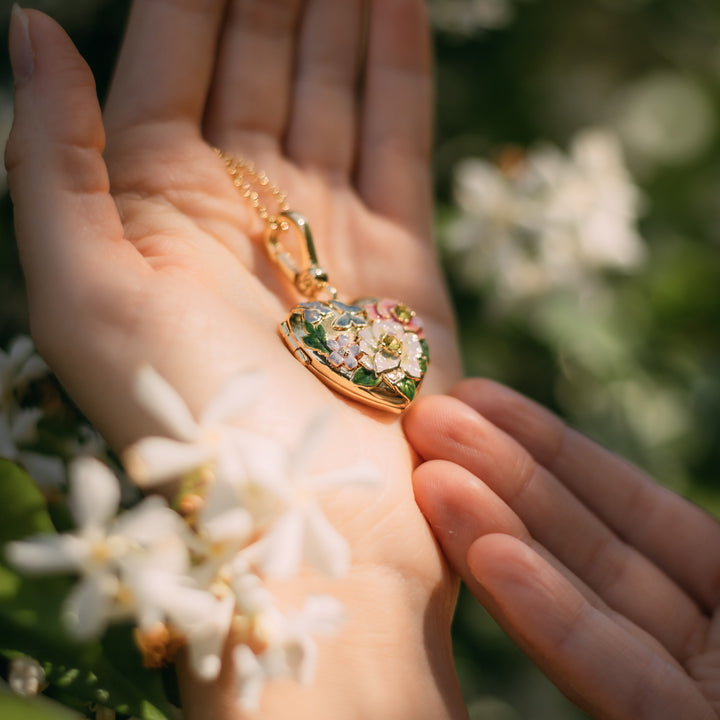Flower Heart Personalized Locket Necklace