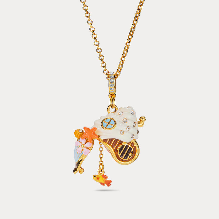 Selenichast Seashell House Locket Necklace