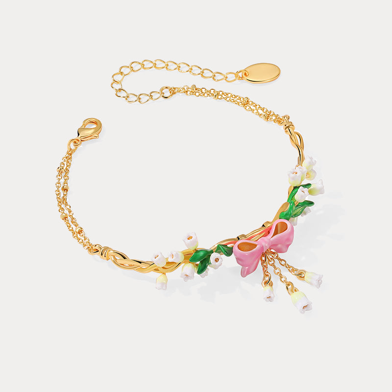 May Lily Of The Valley Pink Bowknot Bracelet