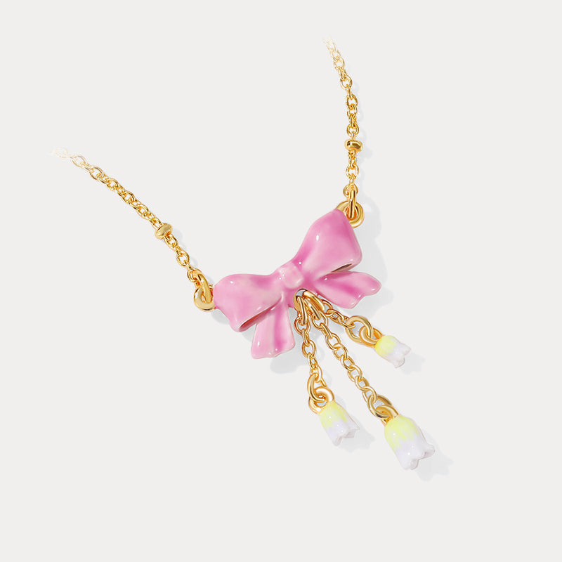 Lily Of The Valley Tassel Bowknot Necklace
