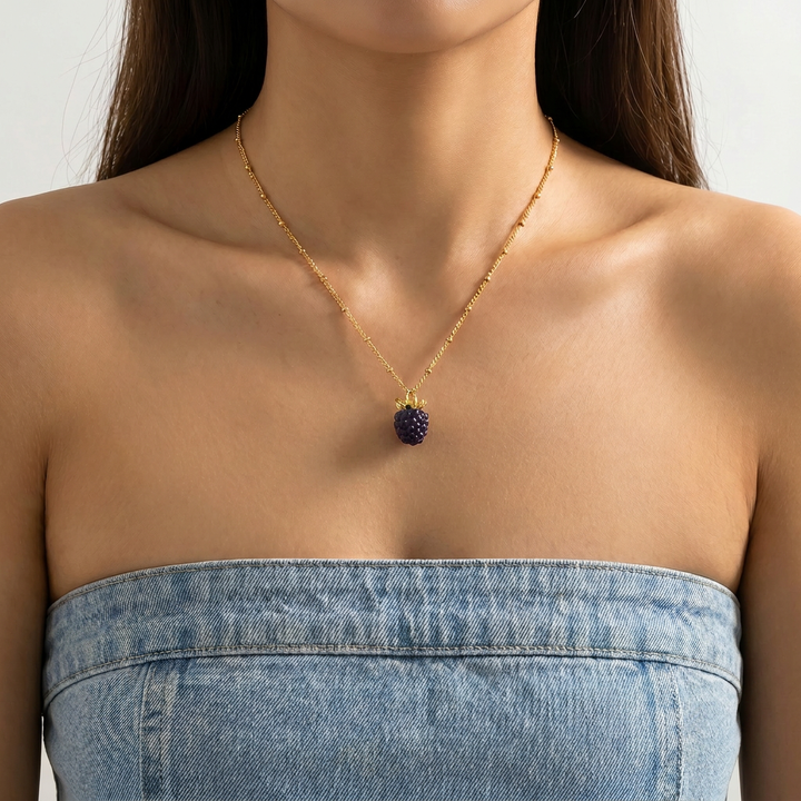 Selenichast Blackberry Necklace Enamel Jewelry