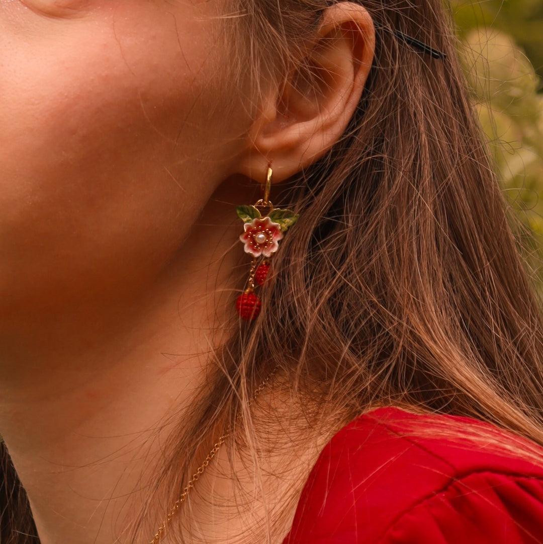 Raspberry Flower Earrings