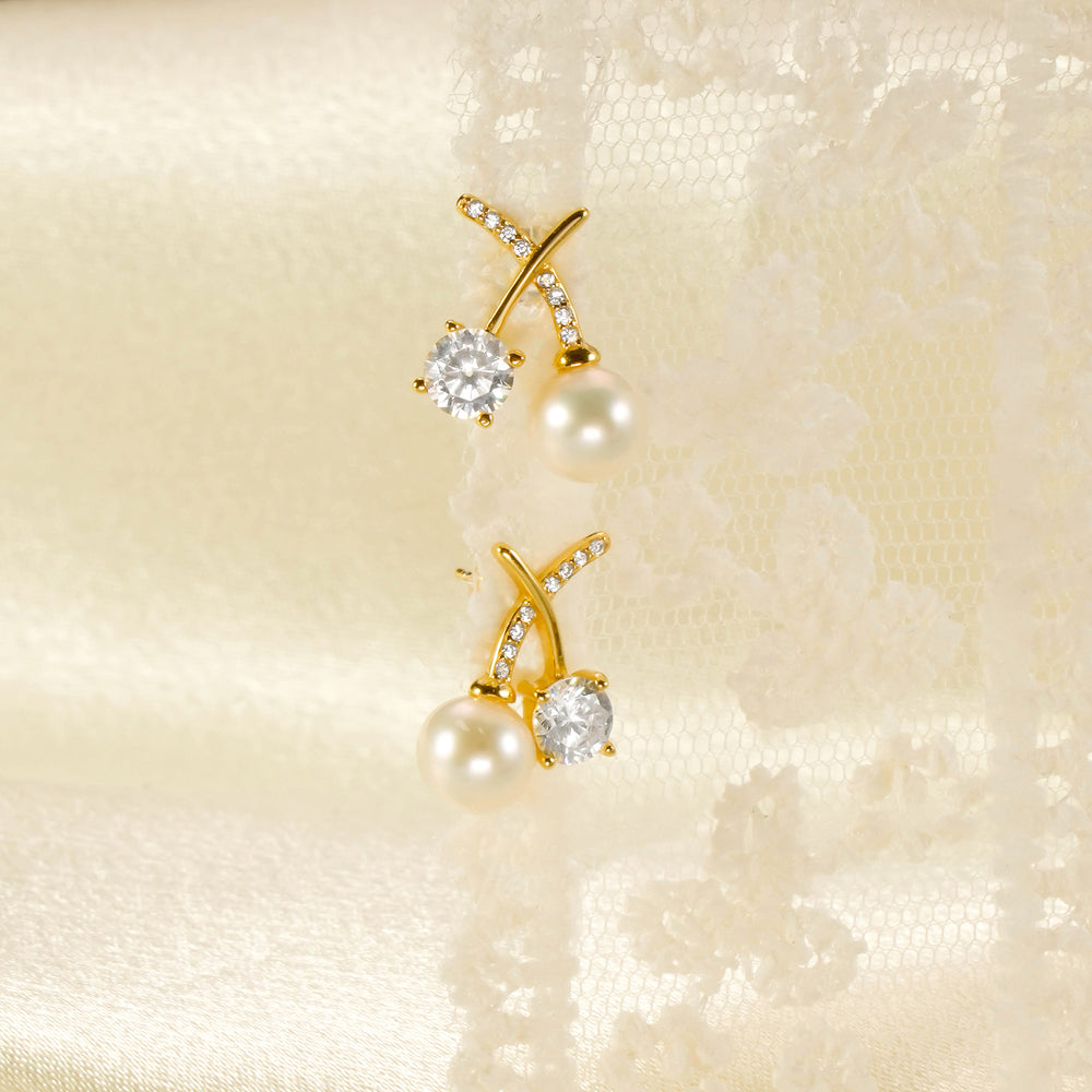 gold Cherry Earrings