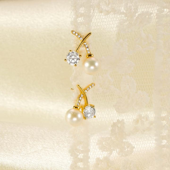 gold Cherry Earrings