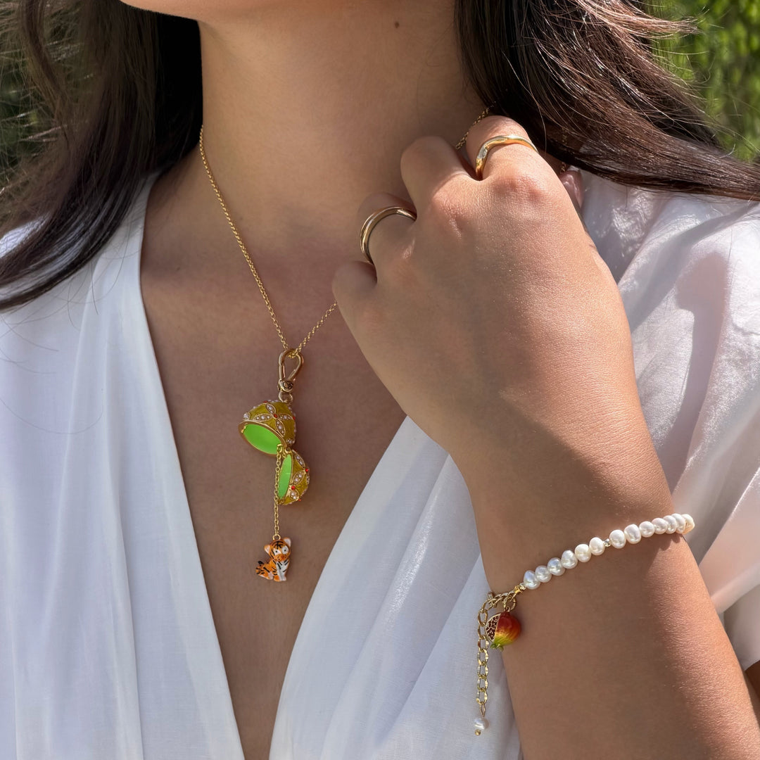 Selenichast Tiger Egg Locket Necklace 