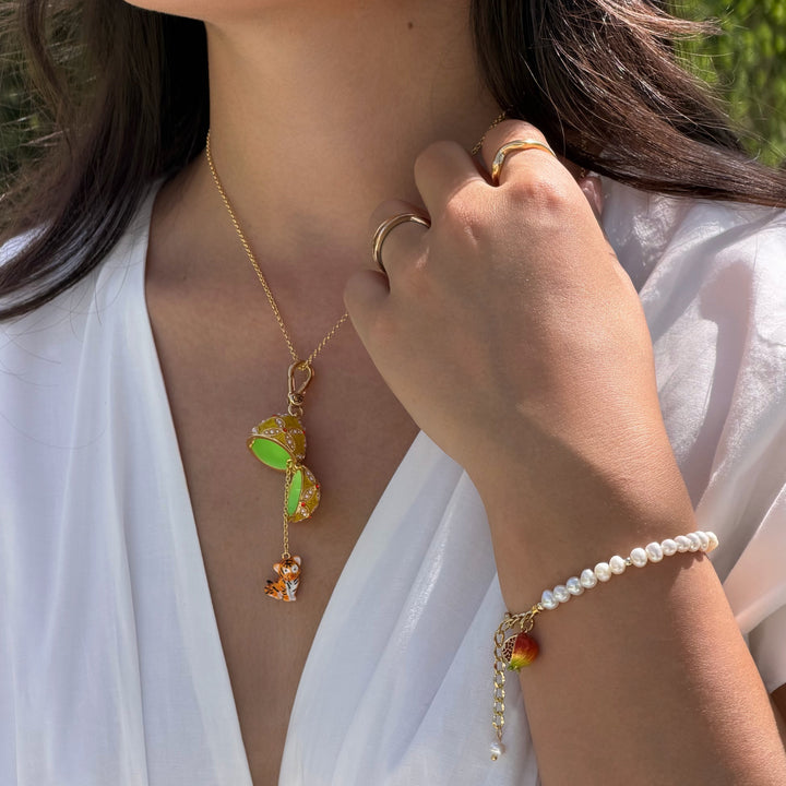 Selenichast Tiger Egg Locket Necklace 