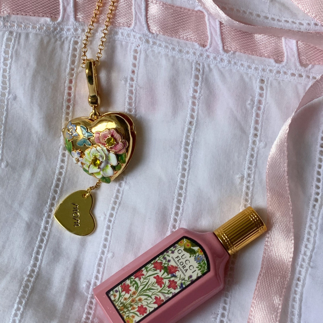 Flower Heart Personalized Locket Necklace