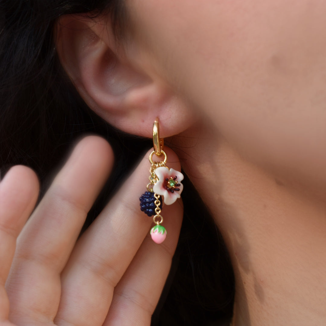 Blackberry Flower Enamel Earrings