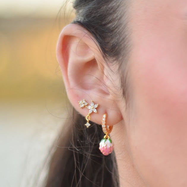 Selenichast Pink Strawberry Drop Earrings