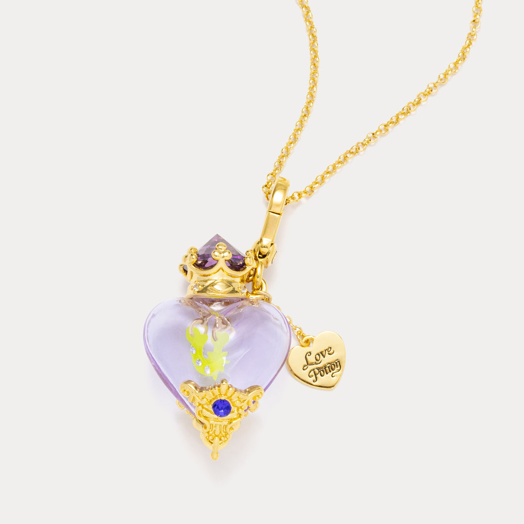 Selenichast Magic Love Potion Necklace with Purple Heart Glass Bottle