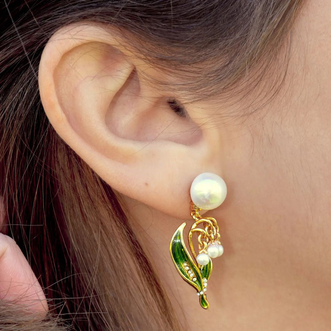 May Lily Pearl Diamond Earrings