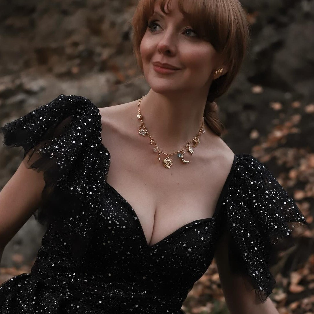 Collar de encanto de la estrella de la luna