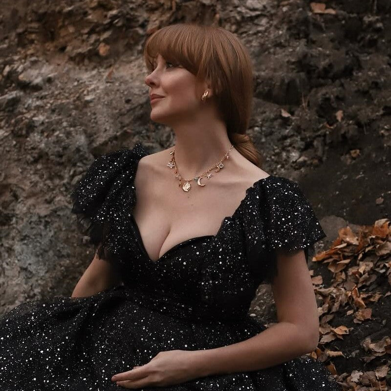 Collar de encanto de la estrella de la luna
