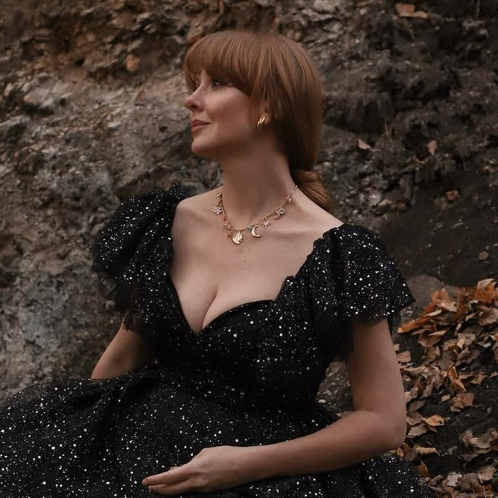 Collar de encanto de la estrella de la luna