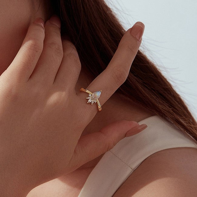 Pear Moonstone Ring
