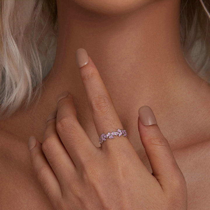 Selenichast Floral Band Ring for Women Worn on Hand