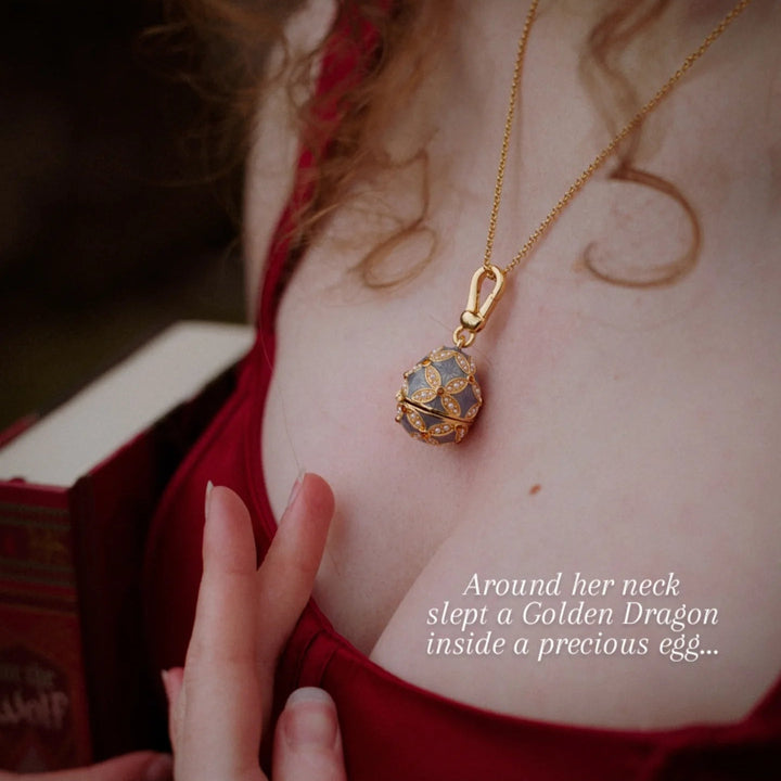 Selenichast Enamel Dragon Egg Locket Necklace Gifts for Her