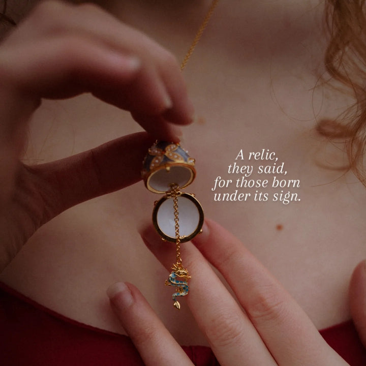 Enamel Dragon Egg Locket Necklace Selenichast