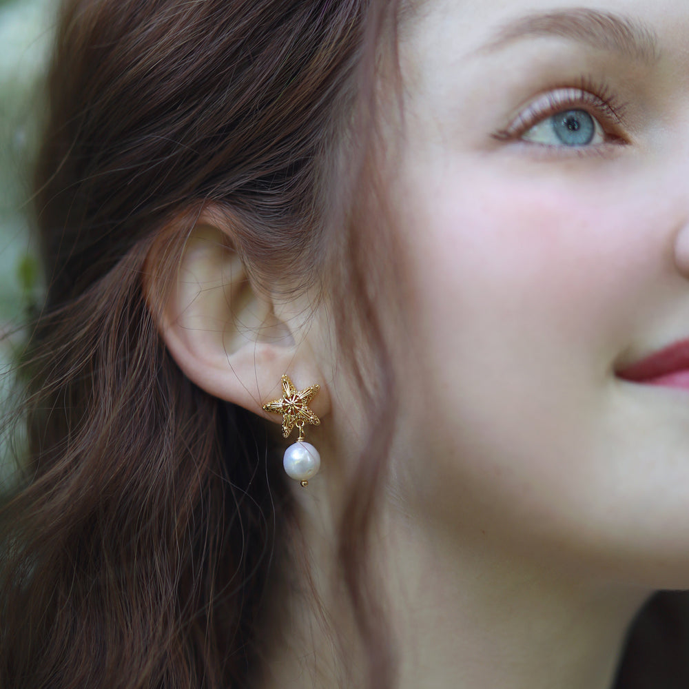 Starfish Pearl Earrings