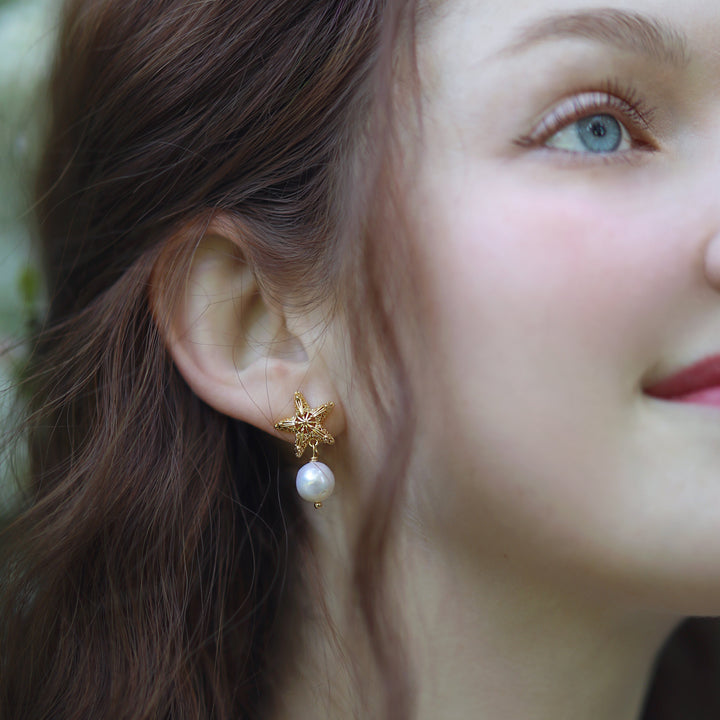 Starfish Pearl Earrings