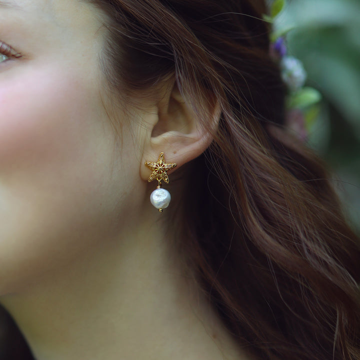 Starfish Pearl Earrings Selenichast