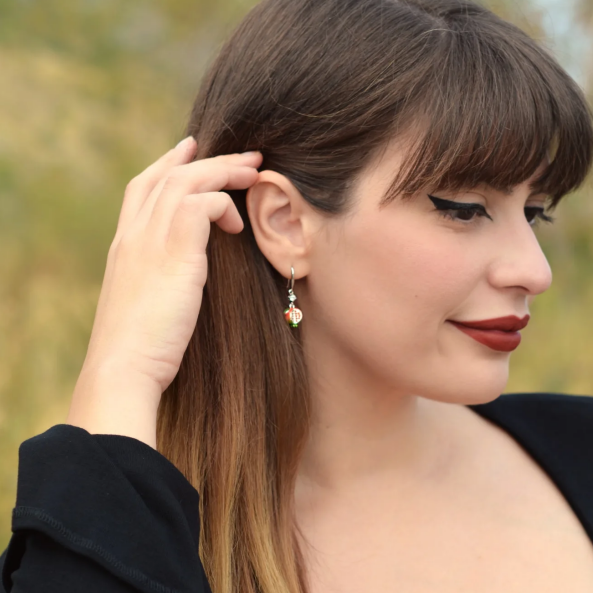 Cercei cu rodie de argint