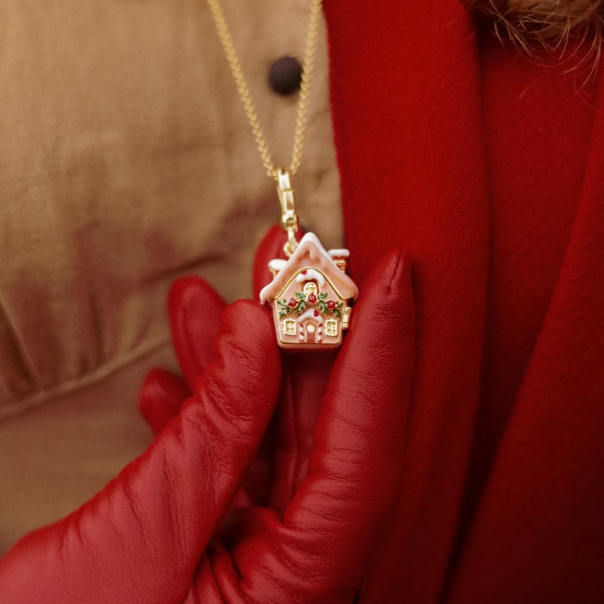 Santa's Snow House Locket Necklace