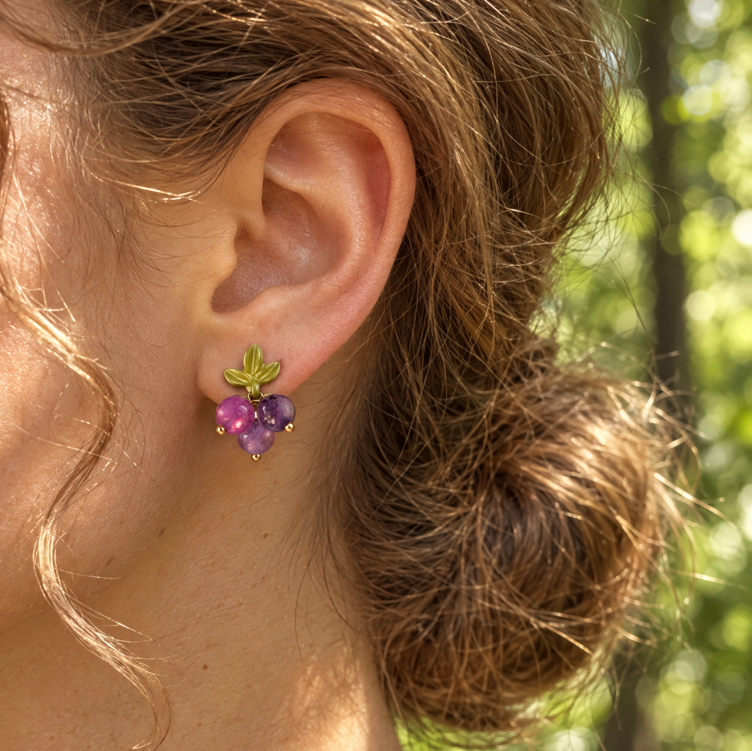 Purple Berry Stud Earrings