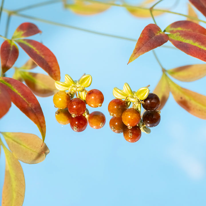 Selenichast Berry Stud Earrings Styled on Autumn Leaf Background