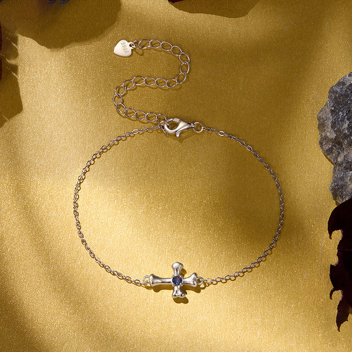 Selenichast Sterling Silver Cross Bracelet