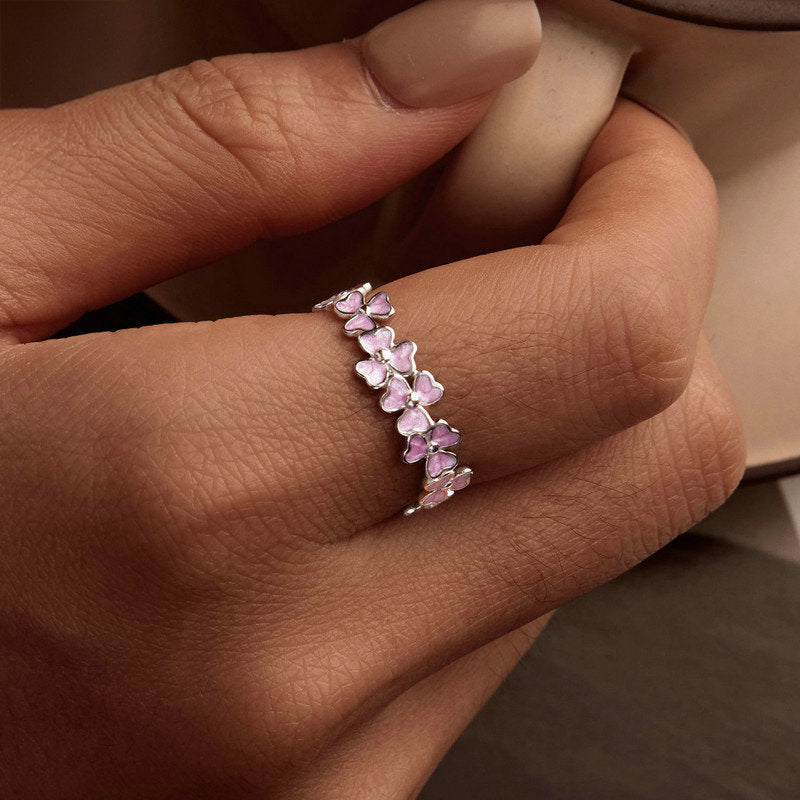 Selenichast Purple Flower Ring Styled as a Delicate Stackable Band