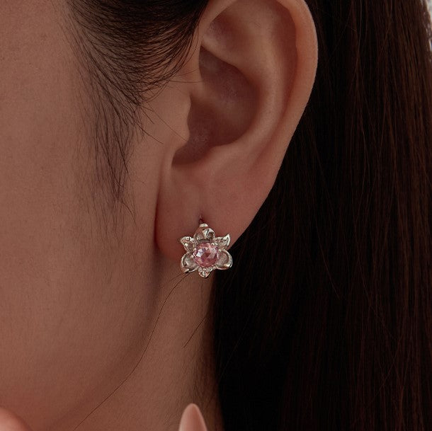 Selenichast Pink Flower Drop Earrings