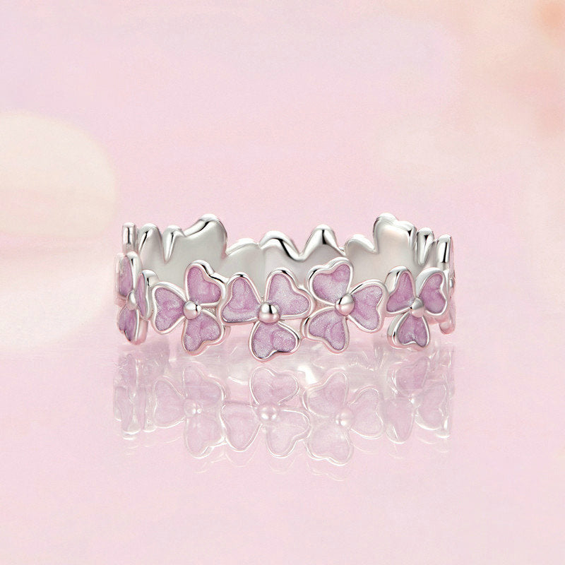 Selenichast Botanical Purple Floral Band Ring Close-Up