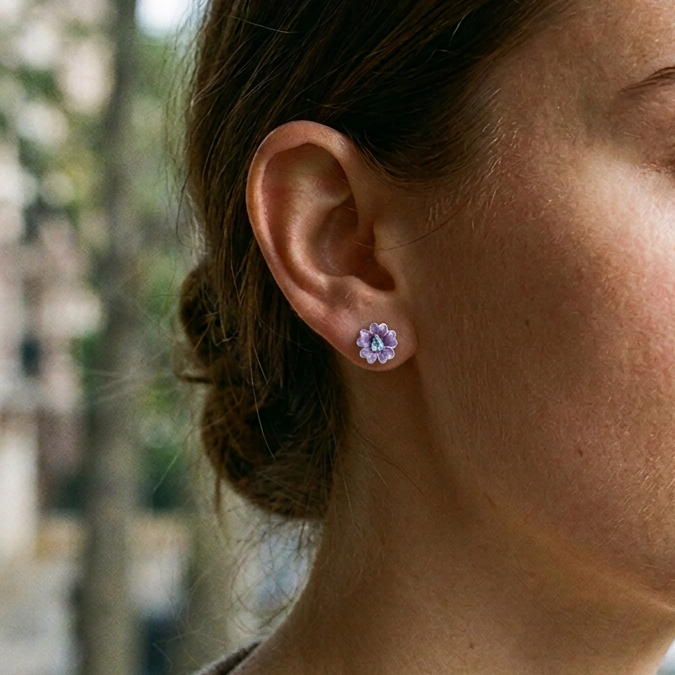Selenichast Floral Stud Earrings for Women Worn on Ear