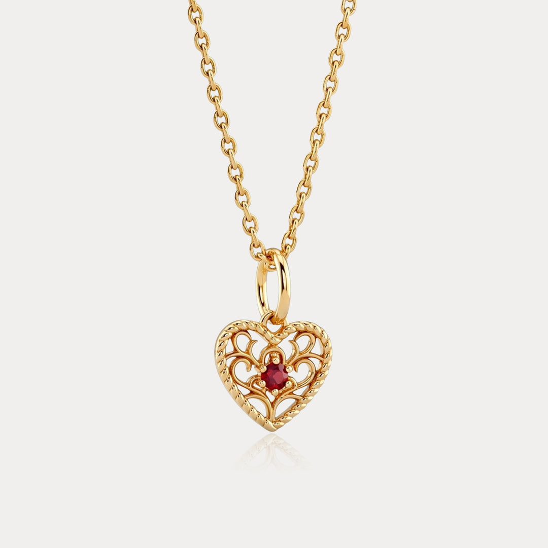 Garnet Heart Necklace