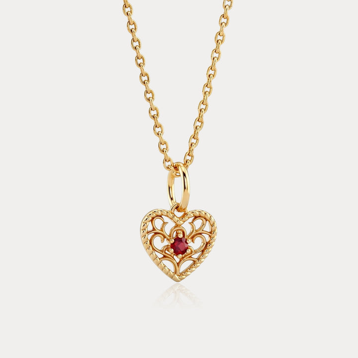 Garnet Heart Necklace