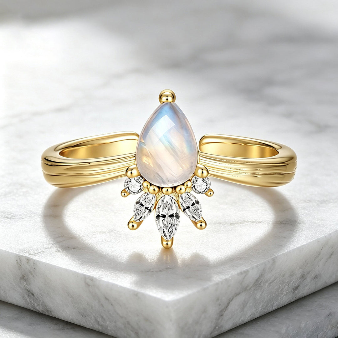 Pear Moonstone Ring