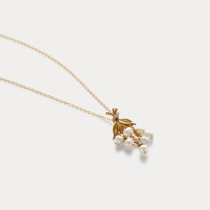 Selenichast Gold Lily of the Valley Drop Necklace