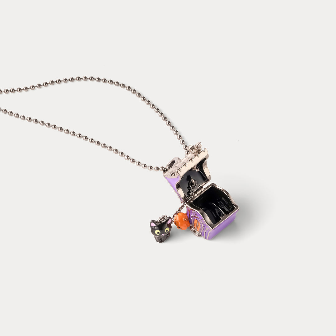 Halloween Black Cat Locket Necklace