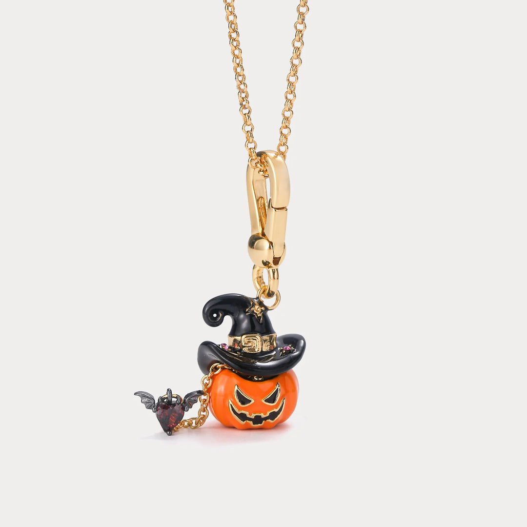 Halloween Pumpkin Witch Hat Locket Necklace