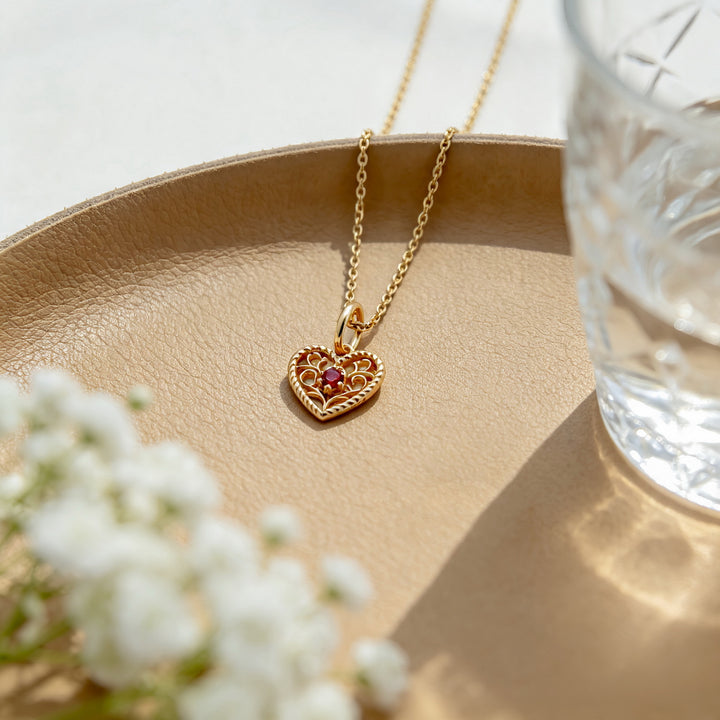 Garnet Heart Necklace